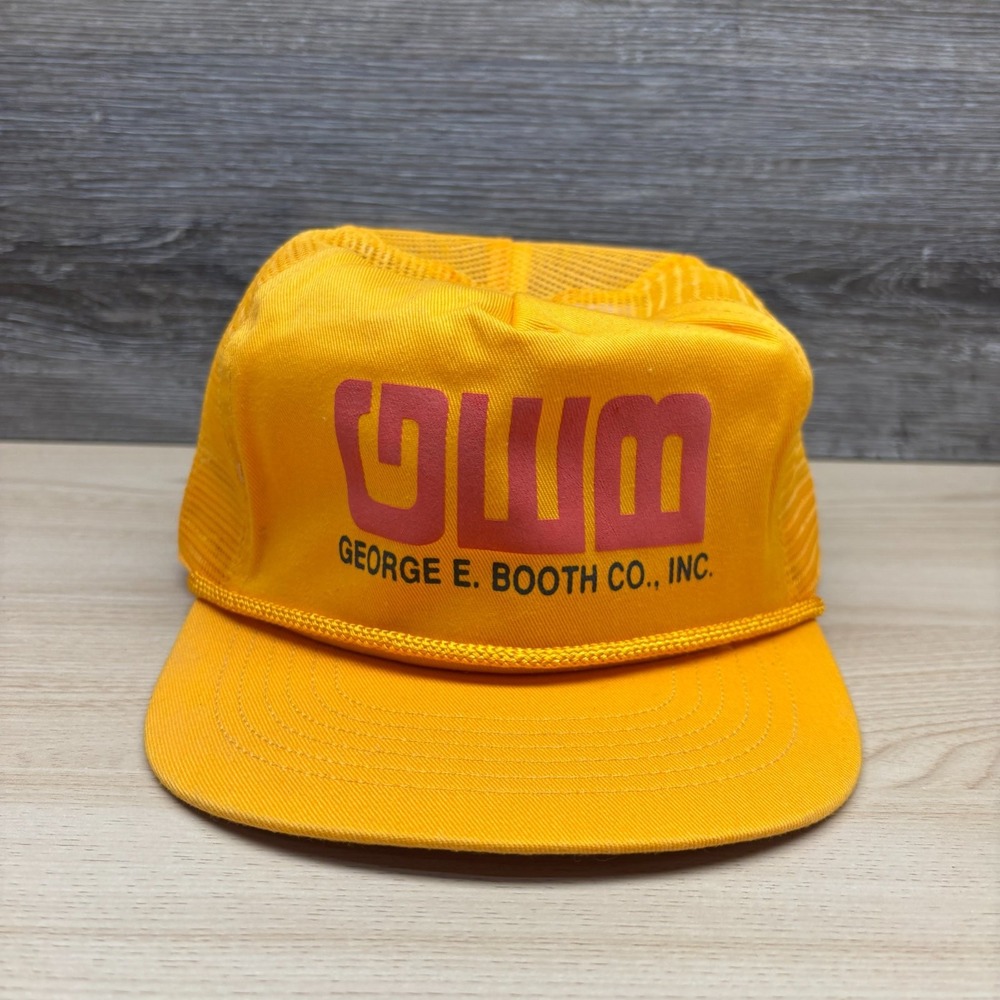 Vintage George E Booth Co Hat Cap Snap Back Yellow GWM Industrial Advertising US